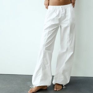 zara white parachute pants🤍✨🥂